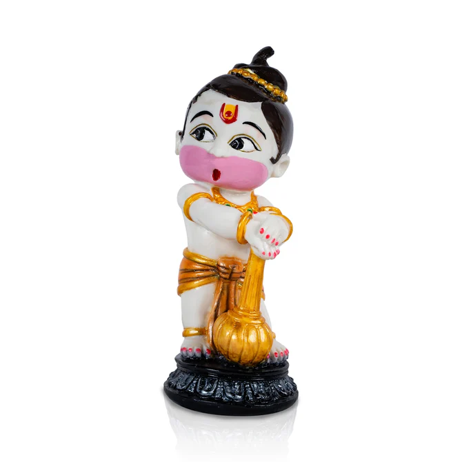 Baby Anjaneya Statue Standing On Base - 9 x 3.5 Inches
